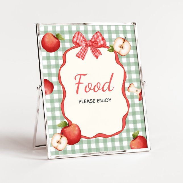 Affiche en vichy Pomme de nos Baby showers oculaires (Gingham Apple of our Eye Baby Shower Food Sign)