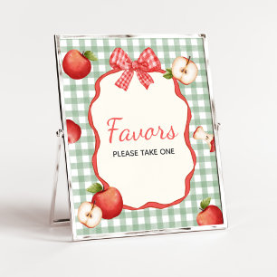 Affiche en vichy Pomme de notre oeil Baby shower Faveurs S