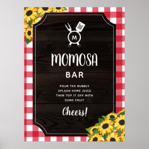 Affiche En vichy rouge rustique tournesol Monogramme Momos