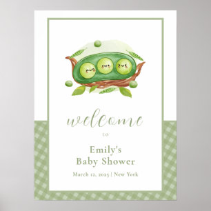 Affiche En vichy Vert doux Baby shower de pois doux Bienve
