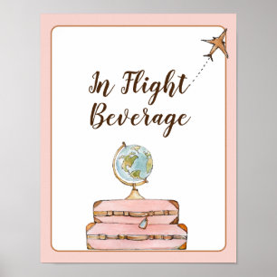 Affiche En vol Boissons Bar panneau Voyage Bridal douche