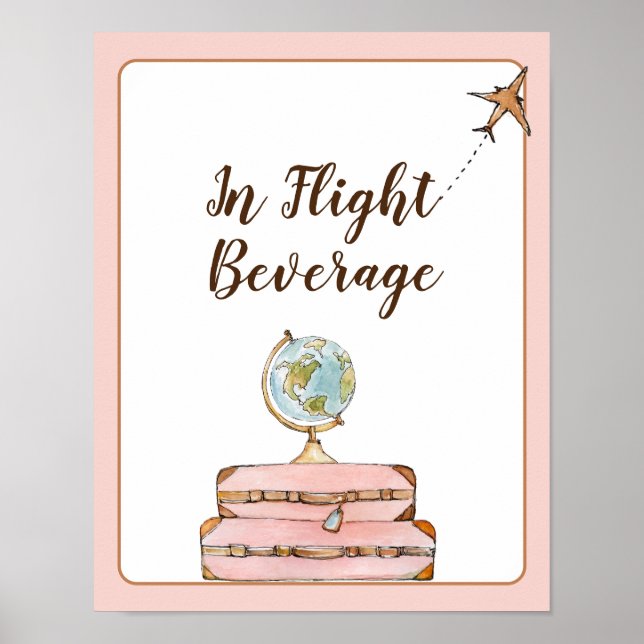 Affiche En vol Boissons Bar panneau Voyage Bridal douche (Devant)