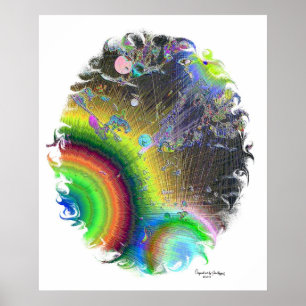 Affiche Enamel Négatif Sunburst Oval Frame, Art Signature