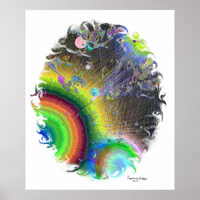 Affiche Enamel Négatif Sunburst Oval Frame, Art Signature (Devant)