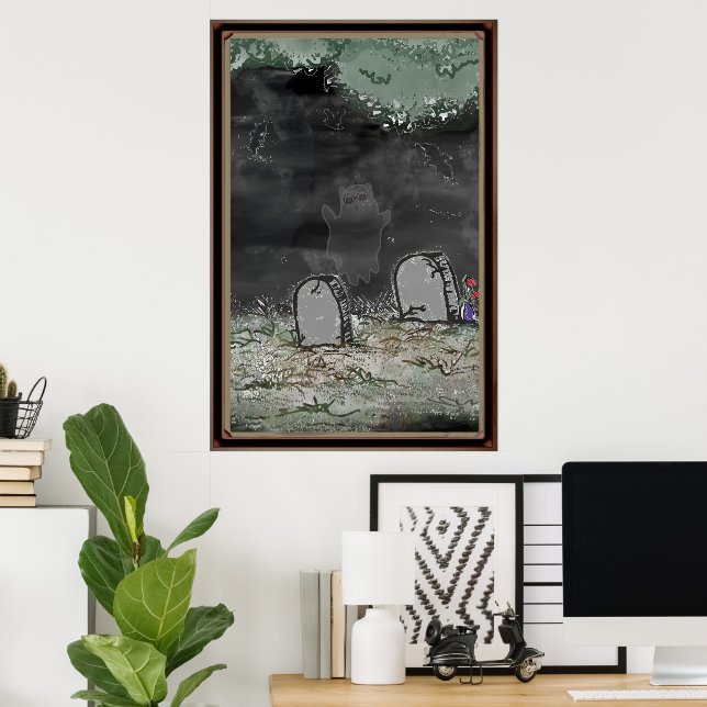 Affiche encadrée de photo de fantôme ridicule (Bureau à domicile)