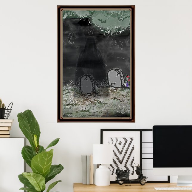 Affiche encadrée de photo d'ombre effrayante (Bureau à domicile)
