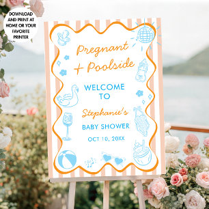 Affiche Enceinte & Piscine Fête d'été Baby Shower