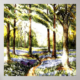 Affiche Enchanted Forest Watercolor Serene Woodland Nature