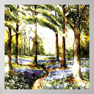 Affiche Enchanted Forest Watercolor Serene Woodland Nature