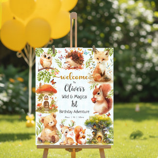 Affiche Enchanted Forest Wild One Boy Birthday Welcome