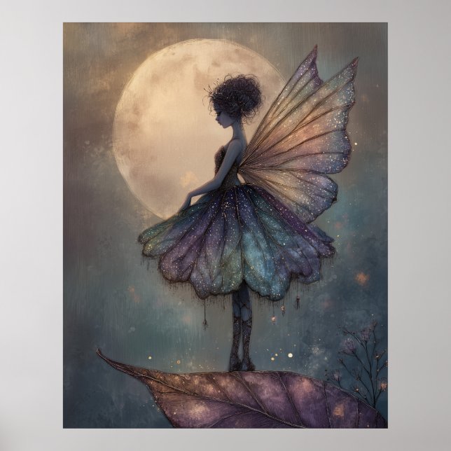 Affiche Enchanted Moonlight Fairy Watercolor Fantasy Art (Devant)