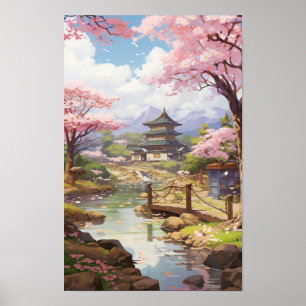 Affiche Enchanter jardin de fleurs de cerisiers - Studio G