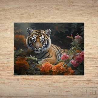 Affiche Enchanter Jungle Cub - Magique Watercolor Tiger