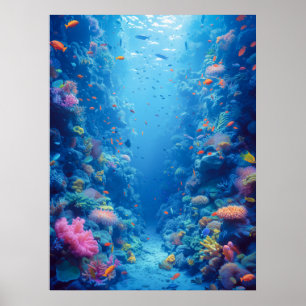 Affiche Enchanter les profondeurs bleues et les teintes co