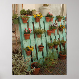 Affiche Enchanter Pots Fleurs Jardin Rustique Cottagecore