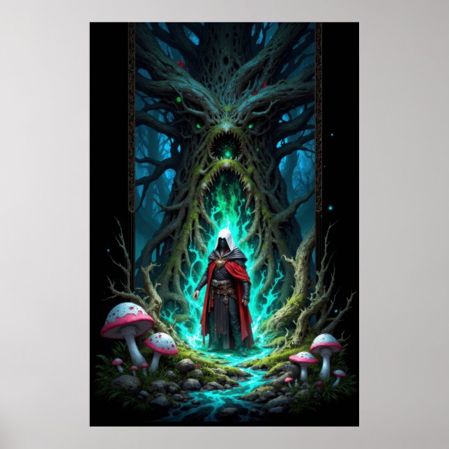 Affiche Enchanting Forest Scene with Mysterious Figure (Devant)
