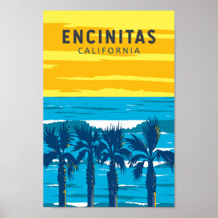 Affiche Encinitas California Travel Art Vintage