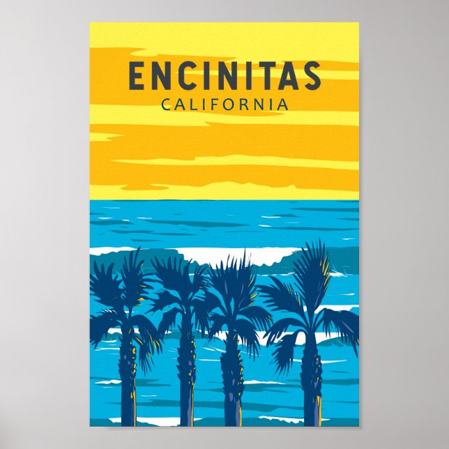 Affiche Encinitas California Travel Art Vintage (Devant)