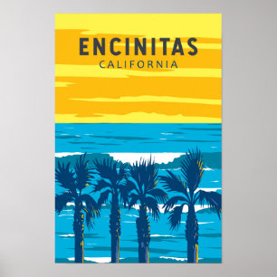 Affiche Encinitas Californie Voyage Art Vintage