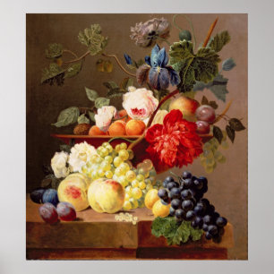 Affiche Encore la vie avec des fruits et des fleurs
