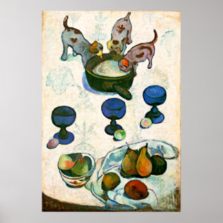 Affiche Encore la vie avec trois chiots, Paul Gauguin