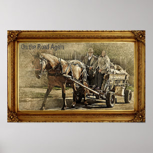 Affiche Encore sur la route - Vieux couple en chariot