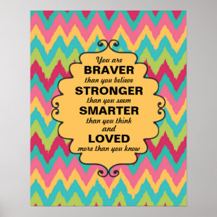 Affiche Encouragement Chevron Vert Turquoise Jaune Rose