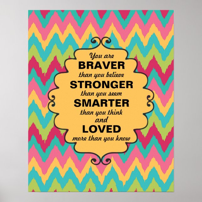 Affiche Encouragement Chevron Vert Turquoise Jaune Rose (Devant)