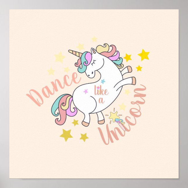 Affiche Encouragement de licorne mignonne (Devant)