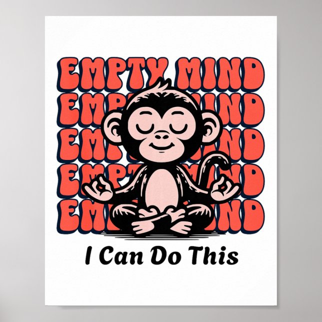 Affiche Encouragement de singe méditant, méditation de yog (Devant)
