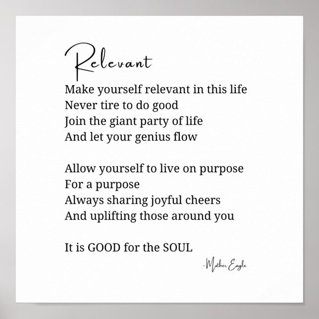 Affiche Encouragement pertinent Poème inspirationnel affic (Devant)