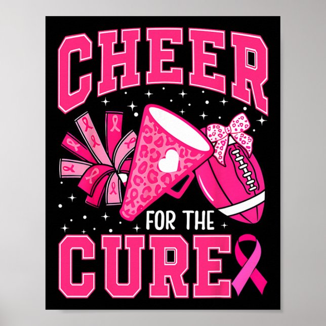 Affiche Encouragez Pour La Cure Léopard Cheer Rose Footll  (Devant)