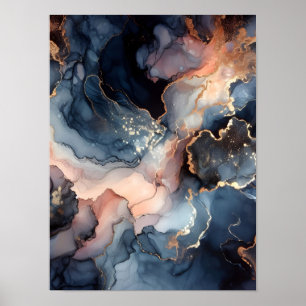 Affiche Encre alcoolique bleu foncé