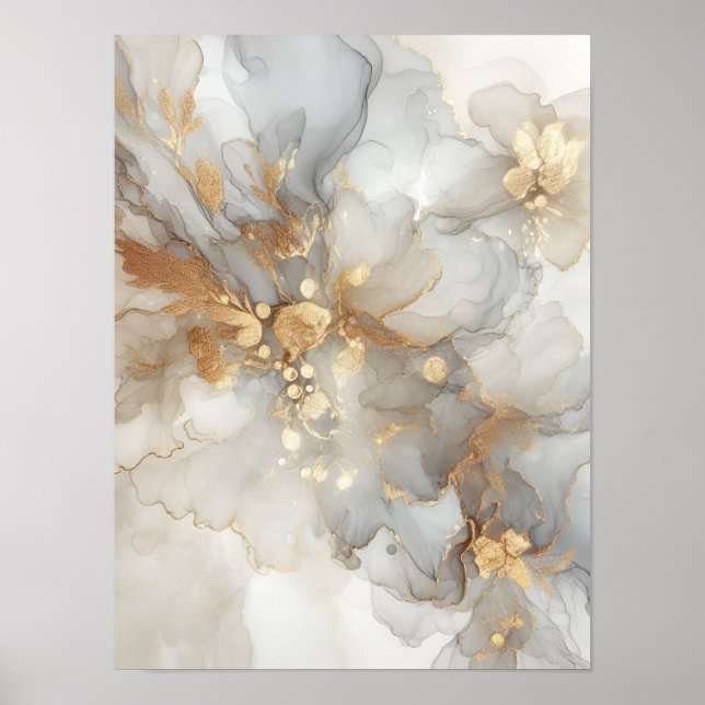 Affiche Encre alcoolique grise et blanche (Devant)