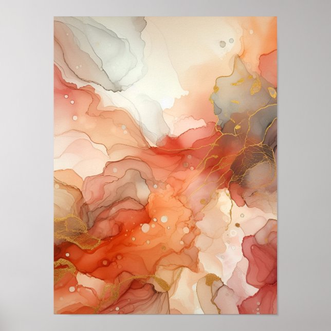 Affiche Encre alcoolique rouge et orange (Devant)