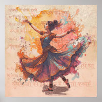 Encre aquarelle d'expression Kathak Art culturel