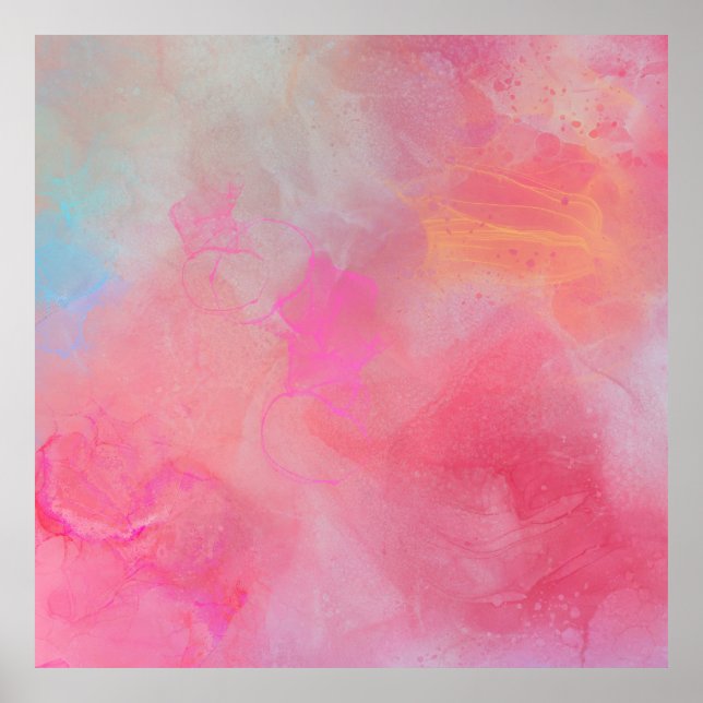 Affiche Encre aquarelle rose élégante (Devant)