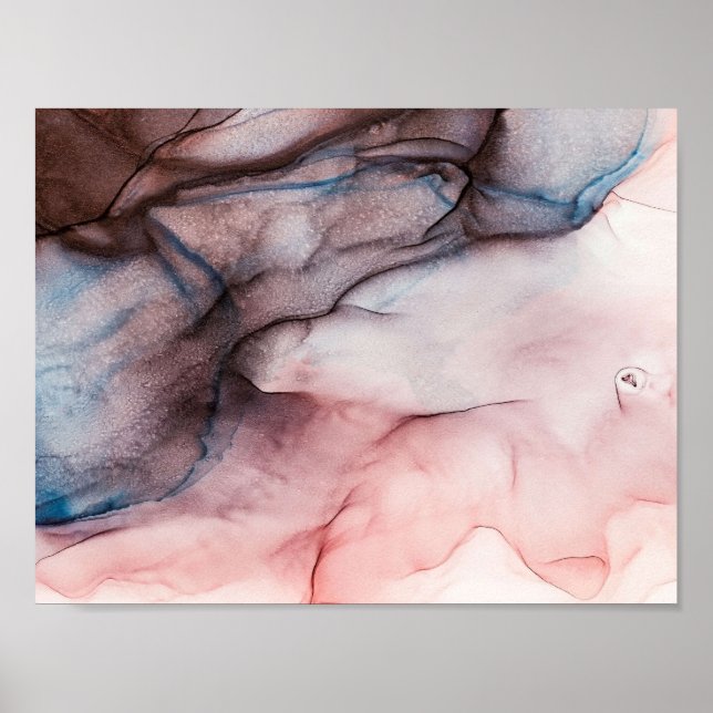 Affiche encre d'alcool rose (Devant)