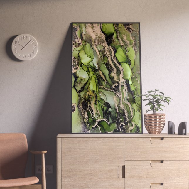 Affiche Encre d'alcool unique en or noir vert (Créateur téléchargé)