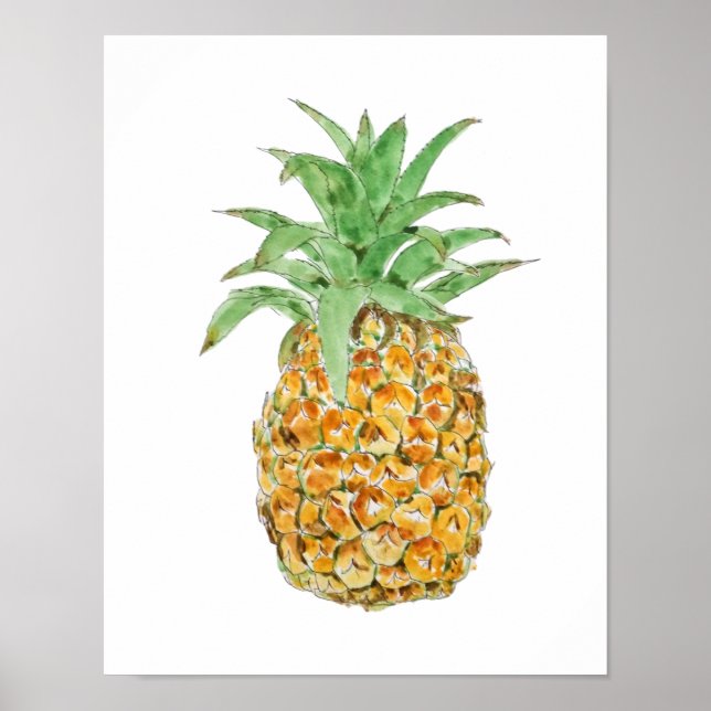 Affiche encre d'ananas et aquarelle (Devant)