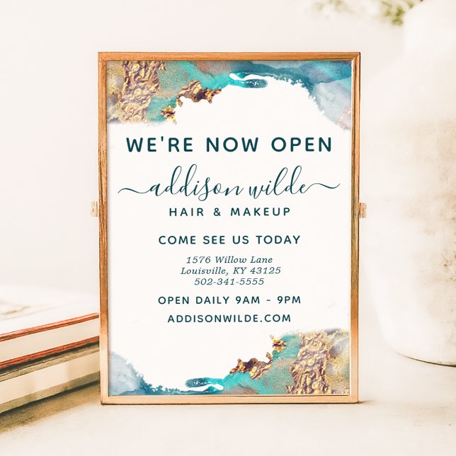 Affiche Encre D'Aquarelle Liquide D'Art Moderne Bleu Et Or (Créateur téléchargé)