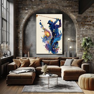 Affiche Encre fluide abstraite Golfeur Mouvement dynamique