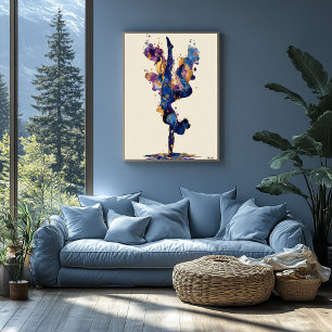 Affiche Encre fluide abstraite Gymnaste – Art de mouvement