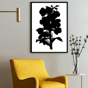 Affiche Encre noire moderne Jardin Abstrait Art Floral