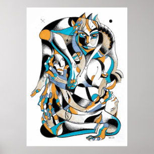 Affiche encre Tarot bouddha