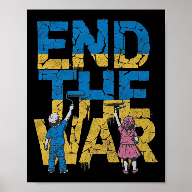 Affiche End The War Graffiti Children Support Zelensky Ukr (Devant)