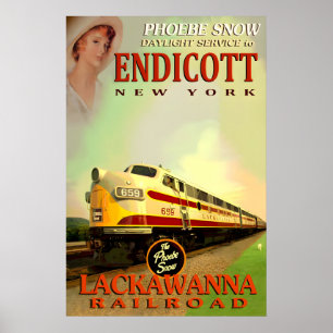 Affiche ENDICOTT New York Erie Lackawanna Railroad PHOEBE