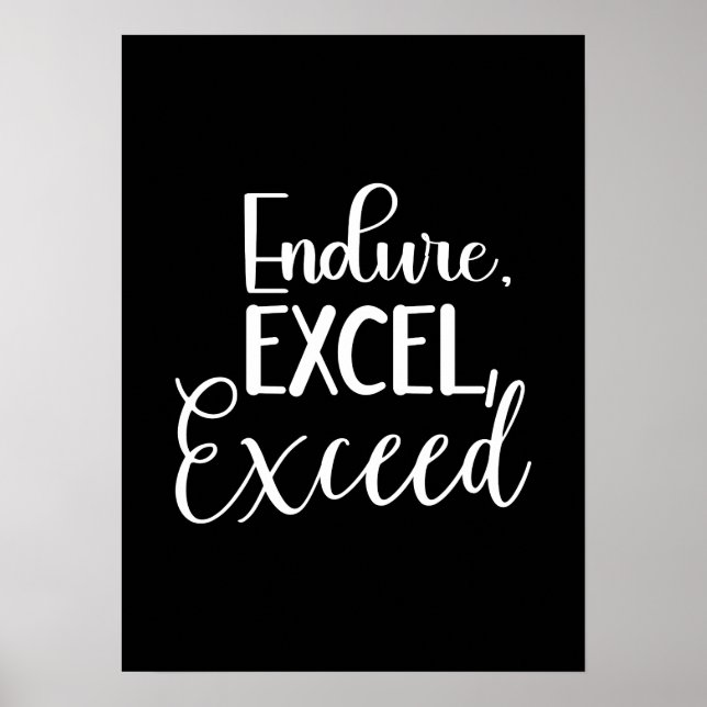 Affiche Endure, Excel - Hustle, Gymnase, Motivation du suc (Devant)