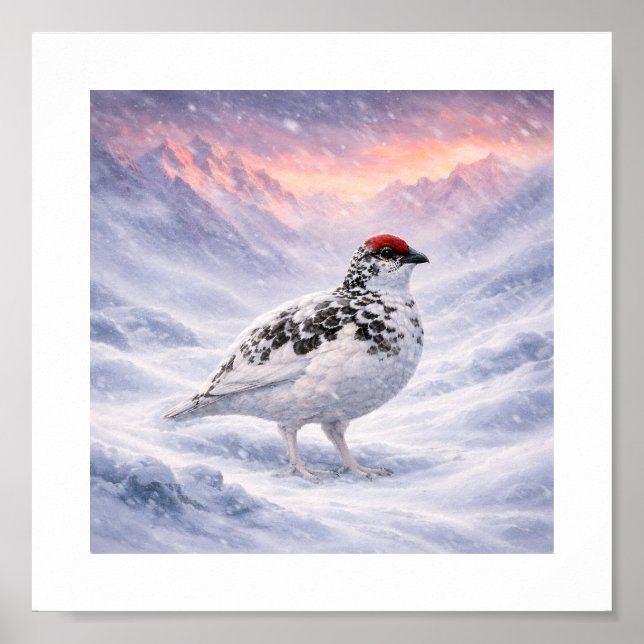 Affiche Enduring the Storm — Ptarmigan in the Japanese Alp (Devant)