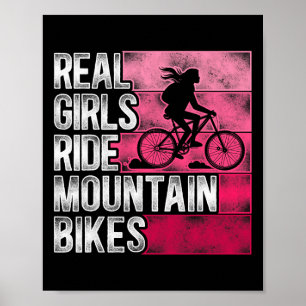 Affiche Enduro Mtb Vélo De Montagne En Descente Fille Rétr